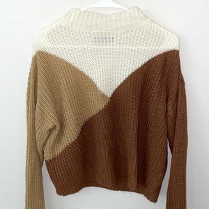 Colorblock Mock Neck Sweater